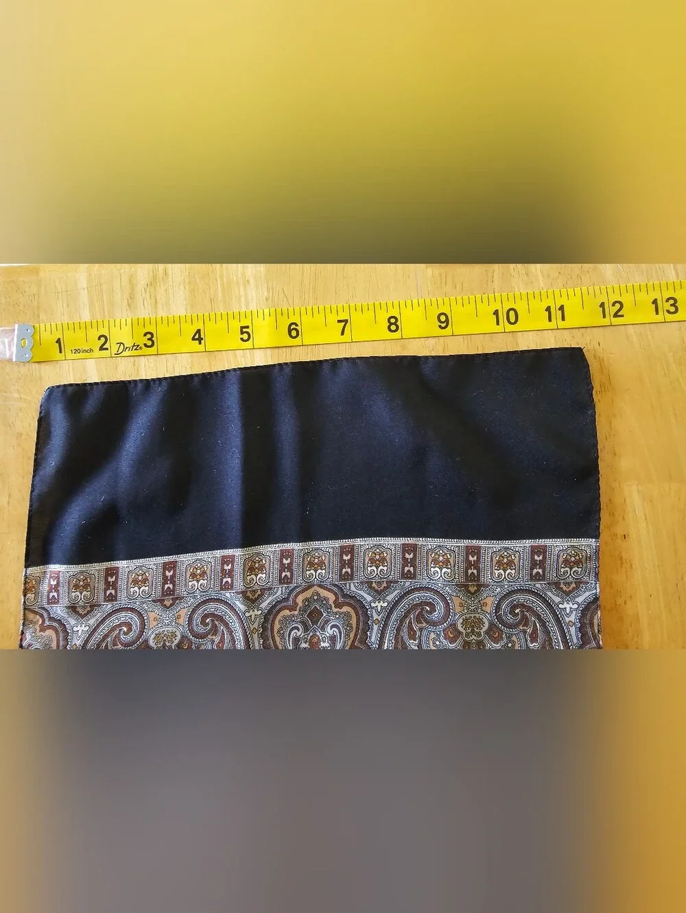 Black Paisley Silky Polyester Scarf with Brown & Cream Accents